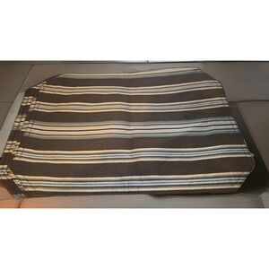 Set‎ Of 4 Cotton Brown Tan Sage & Green Striped Placemats 17.5" x 12.5"